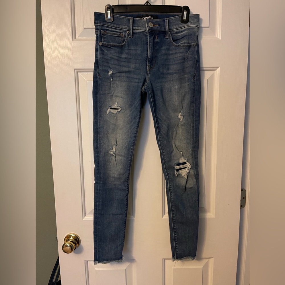 Express Stretch + Denim Perfect Skinny Ankle Jeans - Mid Rise - Size 4